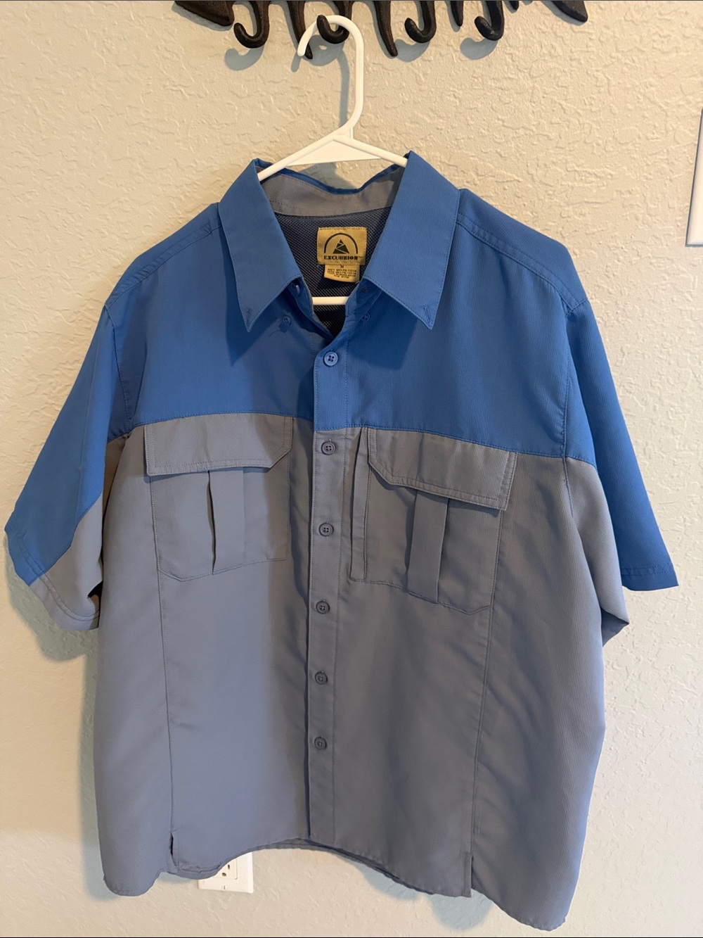 Two-Tone Work Shirt in Blue and Gray